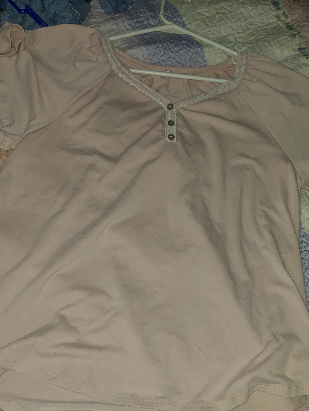 89th & Madison Blush Short Sleeve Henley Top